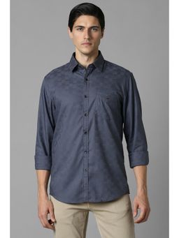 Louis Philippe - Men Grey Textured Full Sleeves Casual Shirt