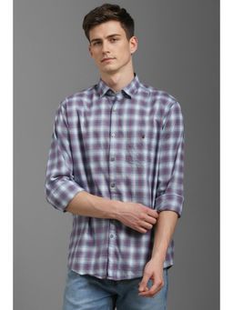 Louis Philippe - Men Maroon Check Full Sleeves Casual Shirt
