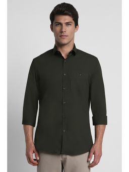 Louis Philippe - Men Green Solid Full Sleeves Casual Shirt
