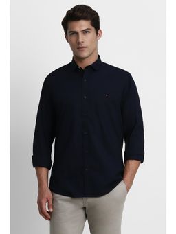 Louis Philippe - Men Navy Solid Full Sleeves Casual Shirt