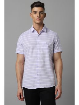 Louis Philippe - Men Lilac Stripe Half Sleeves Casual Shirt