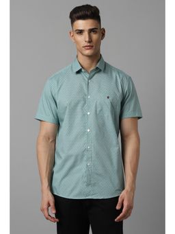 Louis Philippe - Men Light Blue Print Half Sleeves Casual Shirt