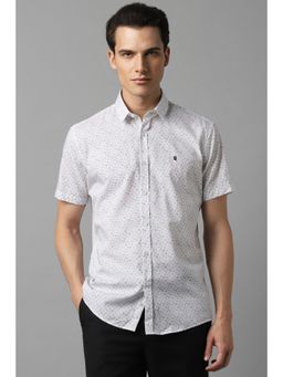 Louis Philippe - Men White Print Half Sleeves Casual Shirt