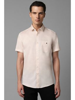 Louis Philippe - Men Beige Textured Half Sleeves Casual Shirt