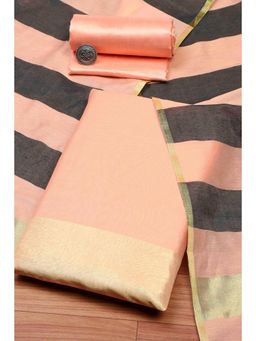 Biba - Peach Solid/Plain Unstitched Kurta & Bottom with Dupatta