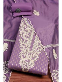 Biba - Purple Embroidered Unstitched Kurta & Bottom with Dupatta