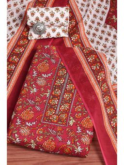 Biba - Brown Printed Unstitched Kurta & Bottom with Dupatta