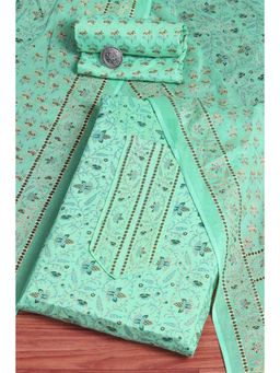 Biba - Green Printed Unstitched Kurta & Bottom with Dupatta