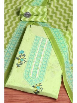 Biba - Green Printed Unstitched Kurta & Bottom with Dupatta