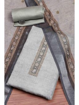 Biba - Green Solid/Plain Unstitched Kurta & Bottom with Dupatta