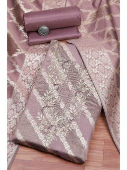 Biba - Purple Embroidered Unstitched Kurta & Bottom with Dupatta