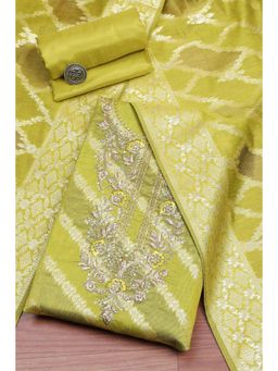 Biba - Green Embroidered Unstitched Kurta & Bottom with Dupatta