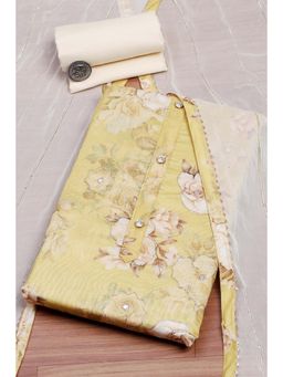Biba - Yellow Printed Unstitched Kurta & Bottom with Dupatta
