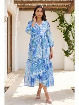 W - Floral V-Neck Dress-White