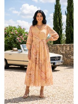 W - Peach Paisley V-Neck Dress