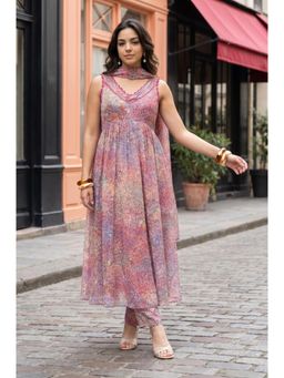 W - Multi-Color Abstract V-Neck Straight Kurta Pant with Dupatta