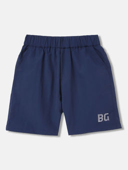 Blue Giraffe - Boys Navy Blue Solid Regular Fit Mid Waist Shorts