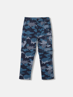 Blue Giraffe - Boys Blue Camouflage Regular Fit Mid Waist Trouser
