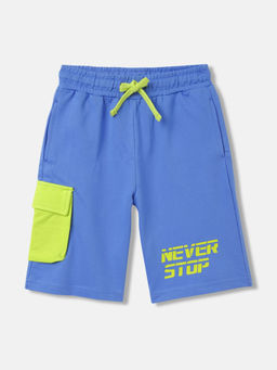 Blue Giraffe - Boys Blue Solid Regular Fit Mid Waist Shorts