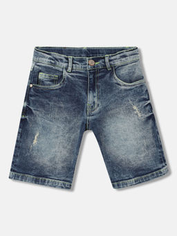 Blue Giraffe - Boys Blue Solid Regular Fit Mid Waist Shorts