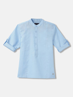Blue Giraffe - Boys Blue Solid Regular Fit Full Sleeves Shirt