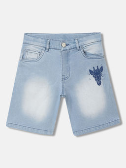 Blue Giraffe - Boys Blue Solid Regular Fit Mid Waist Shorts