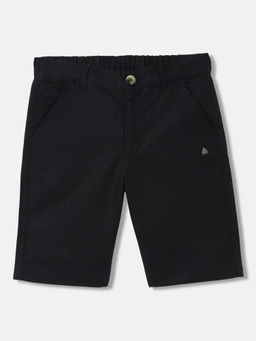 Blue Giraffe - Boys Black Solid Regular Fit Mid Waist Shorts