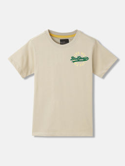 Blue Giraffe - Boys Beige Graphic Regular Fit Half Sleeves T-Shirt