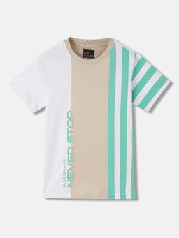 Blue Giraffe - Boys Multi-Color Colorblock Regular Fit Half Sleeves T-Shirt