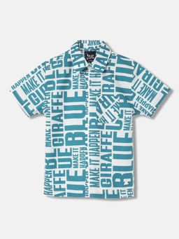 Blue Giraffe - Boys White Printed Regular Fit Half Sleeves Shirt