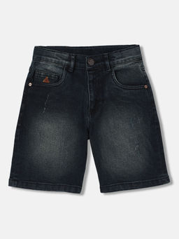 Blue Giraffe - Boys Navy Blue Solid Regular Fit Mid Waist Shorts