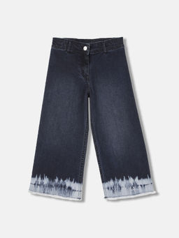 Blue Giraffe - Girls Navy Blue Tie & Dye Regular Fit Mid Waist Jeans