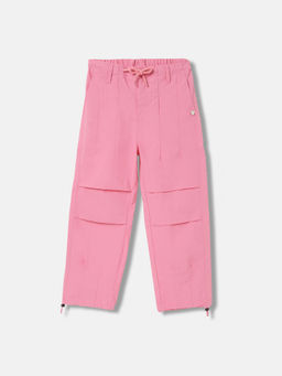 Blue Giraffe - Girls Pink Solid Regular Fit Mid Waist Trouser