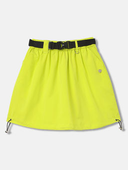 Blue Giraffe - Girls Green Solid Regular Fit Mid Waist Skirt with Belt (Set of 2)