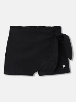 Blue Giraffe - Girls Black Solid Regular Fit Mid Waist Skorts
