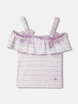 Blue Giraffe - Girls Multi-Color Stripes Regular Fit Sleeveless Top