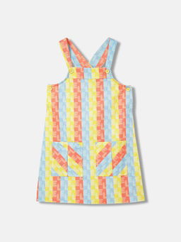 ELLE - Girls Multi-Color Stripes Regular Fit Sleeveless Knee Length Dress