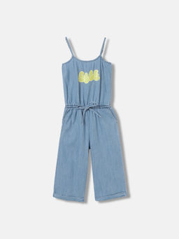 ELLE - Girls Blue Solid Regular Fit Sleeveless Jumpsuit