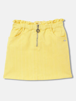 ELLE - Girls Yellow Solid Regular Fit Mid Waist Skirt