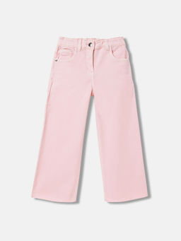 ELLE - Girls Pink Solid Regular Fit Mid Waist Jeans