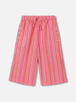 ELLE - Girls Pink Stripes Regular Fit Mid Waist Trouser