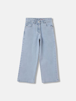 ELLE - Girls Blue Solid Regular Fit Mid Waist Jeans
