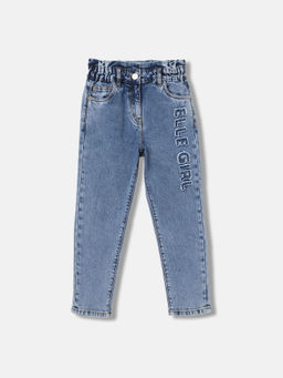 ELLE - Girls Blue Solid Regular Fit Mid Waist Jeans