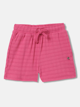ELLE - Girls Pink Checks Regular Fit Mid Waist Shorts