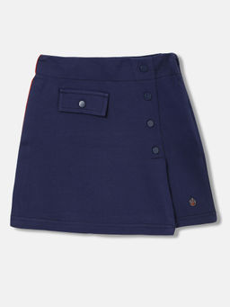 ELLE - Girls Navy Blue Solid Regular Fit Mid Waist Skirt