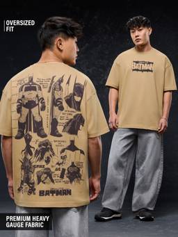 The Souled Store - Official Batman Darkness Oversized T-Shirt Beige