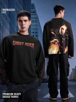 The Souled Store - Marvel Ghost Rider Johnny Blaze Oversized T-Shirt Black
