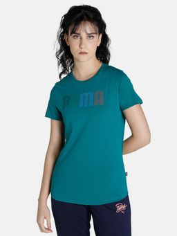 Puma - Multicolor Logo Women Green T-shirt
