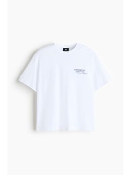 H&M - Men White Loose Fit Printed T-Shirt