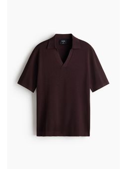 H&M - Men Brown Cooling Regular Fit Knitted Polo Shirt